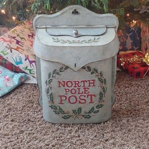 Galvanized North Pole post mailbox